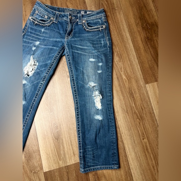 Vintage y2k women's lowrise Miss Me JE5835C Cropped blue denim capris jeans sz29 - Picture 3 of 8